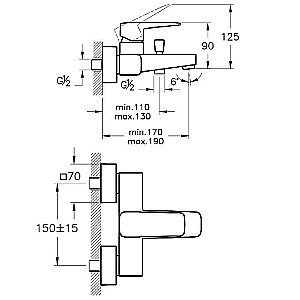 Смеситель для ванны Vitra ROOT SQUARE A42737EXP купить в интернет-магазине сантехники Sanbest