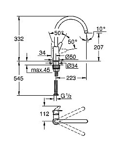 Смеситель для кухни Grohe BauCurve 31231001 хром купить в интернет-магазине сантехники Sanbest