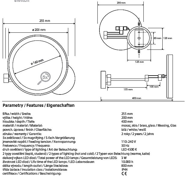 Косметическое зеркало с подсветкой Bemeta White 112101144 25 купить в интернет-магазине сантехники Sanbest