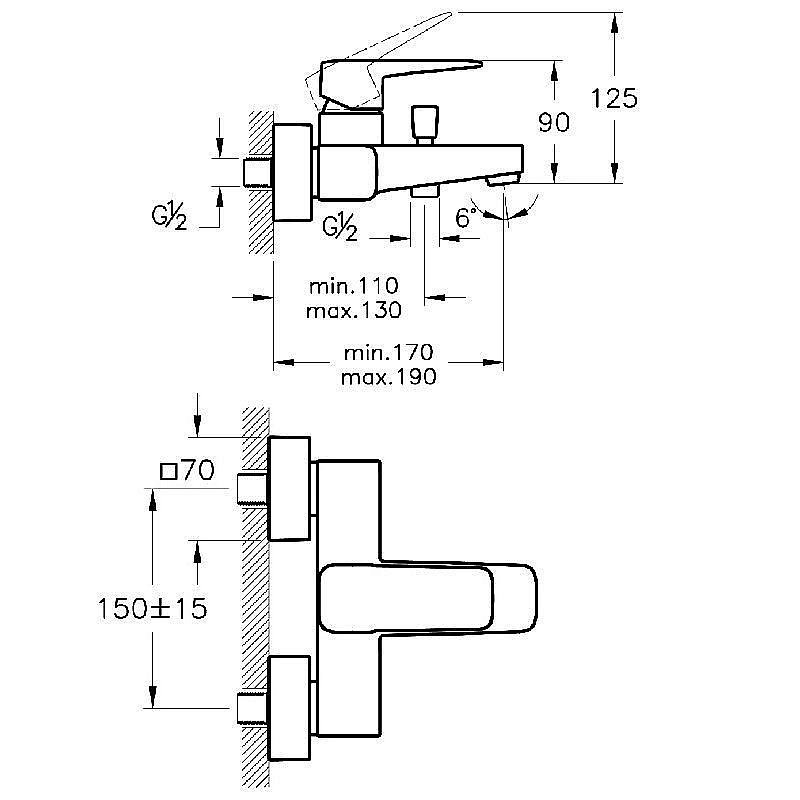 Смеситель для ванны Vitra ROOT SQUARE A42737EXP купить в интернет-магазине сантехники Sanbest
