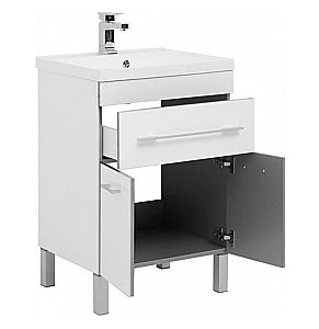 Тумба с раковиной Aquanet Верона 58/Aquanet Нота-58 напольная ящик и дверцы белая глянцевая для ванной в интернет-магазине Sanbest