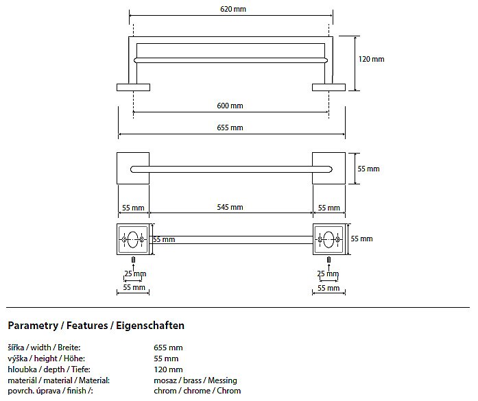 Полотенцедержатель двойной Bemeta Beta 132204052 купить в интернет-магазине сантехники Sanbest