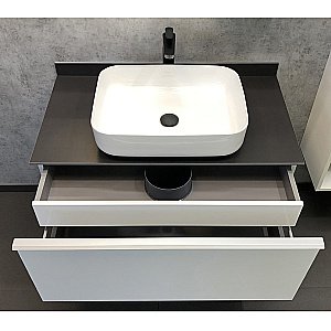 Тумба с раковиной Comforty Милан 90 (78189) белый глянец для ванной в интернет-магазине Sanbest