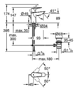 Смеситель для раковины Grohe BauEdge 23328001 хром купить в интернет-магазине сантехники Sanbest