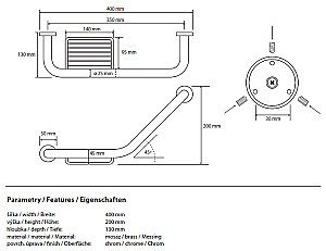 Поручень изогнутый с мыльницей Bemeta Omega 102307032 купить в интернет-магазине сантехники Sanbest