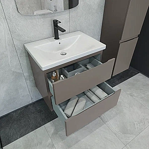 Тумба с раковиной Caprigo Forte 65 два ящика, айрон для ванной в интернет-магазине Sanbest