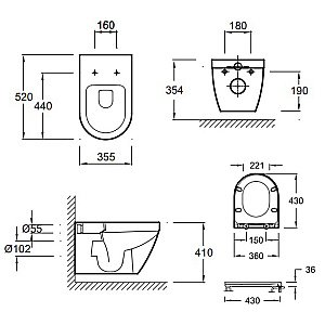 Унитаз подвесной Jacob Delafon Rodin+ E21750RU-BL безободковый, с инсталляцией, с крышкой микролифт, черный матовый/кнопка матовая черная купить в интернет-магазине Sanbest