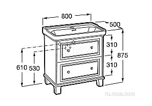 Тумба с раковиной Roca Carmen 857135417 80 темно-серый сатин для ванной в интернет-магазине Sanbest