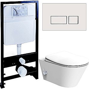 Унитаз Boheme Avva 972-2-MW с инсталяцией и кнопкой 664-W белый матовый/белый, безободковый, с функцией биде купить в интернет-магазине Sanbest