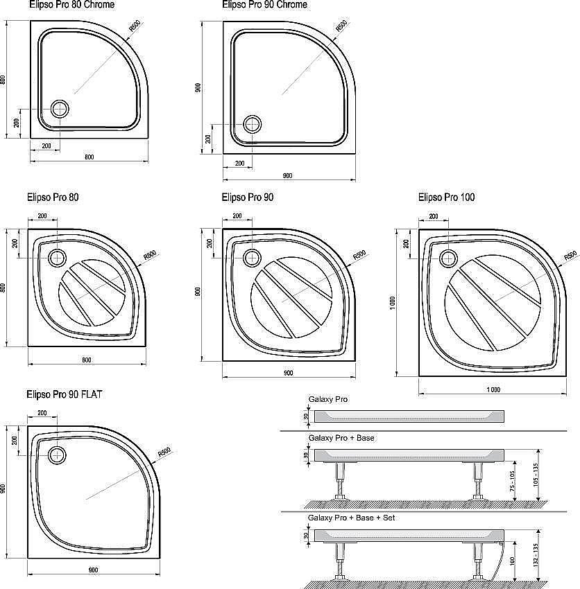 Душевой поддон Ravak Galaxy Pro Elipso 80х80 купить в интернет-магазине Sanbest
