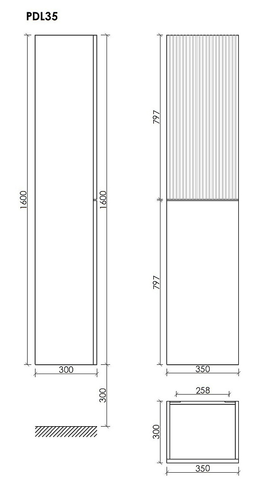 Пенал подвесной Sancos DELTA PDL35W дуб светлый/белый для ванной в интернет-магазине сантехники Sanbest