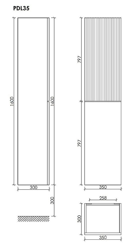 Пенал подвесной Sancos DELTA PDL35W дуб светлый/белый для ванной в интернет-магазине сантехники Sanbest