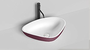 Раковина накладная Salini GLORIA 06 1102206MRH 56 из искусственного камня S-Stone, белая матовая, цвет по RAL снаружи купить в интернет-магазине Sanbest