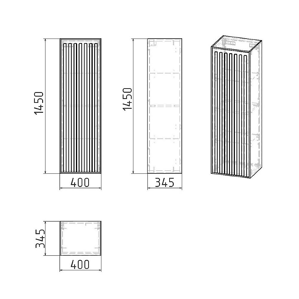 Пенал подвесной Grossman Кристалл 40 303543 графит матовый для ванной в интернет-магазине сантехники Sanbest