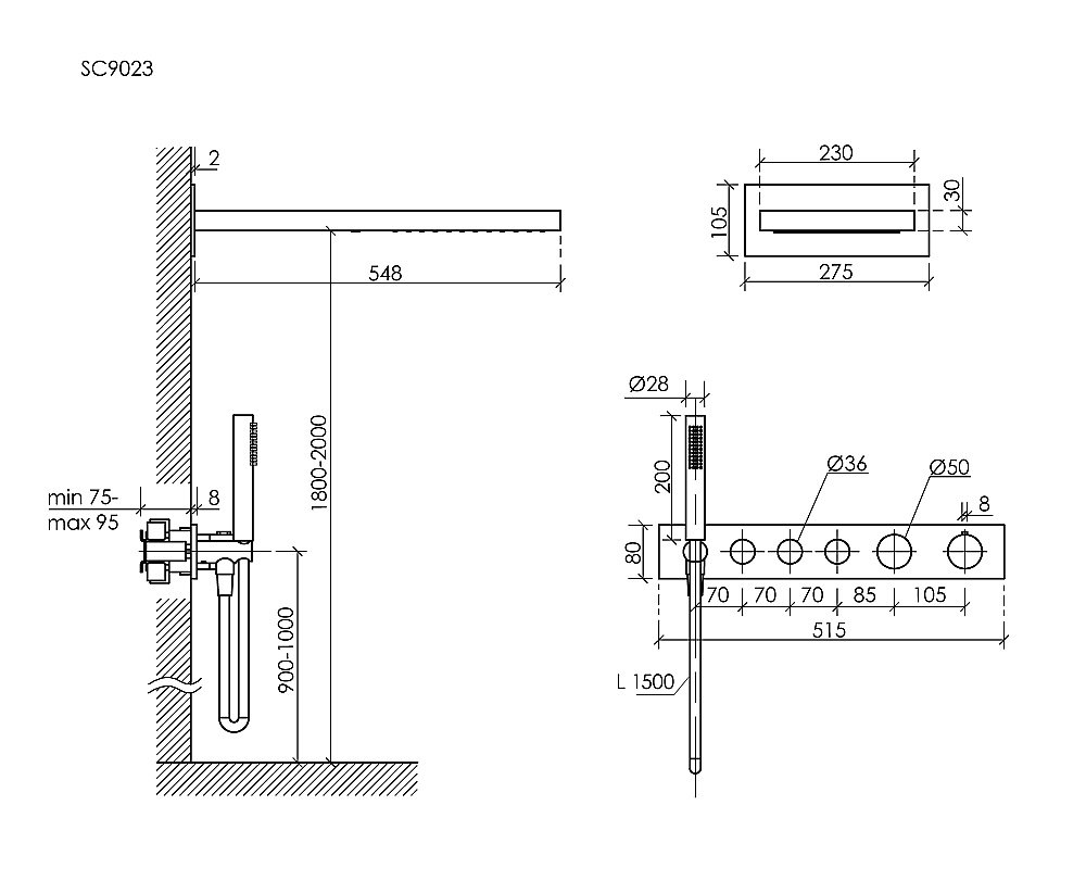 Душевая система Sancos Linn SC9023BN брашированный никель купить в интернет-магазине сантехники Sanbest
