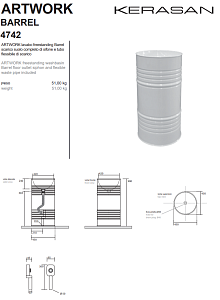 Раковина напольная Kerasan Artwork Barrel 45 Белый купить в интернет-магазине Sanbest