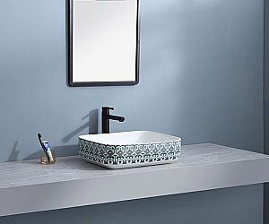 Раковина накладная Bronze de Luxe Nordic 50 2073 белая, с декором купить в интернет-магазине Sanbest