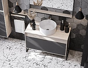 Тумба с раковиной Акватон Лофт Урбан 100 графит\орегон для ванной в интернет-магазине Sanbest