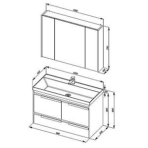 Тумба с раковиной Aquanet Тиволи 100 для ванной в интернет-магазине Sanbest