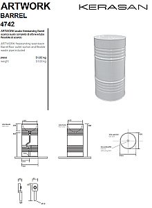 Раковина напольная Kerasan Artwork Barrel 45 4742K01 белая купить в интернет-магазине Sanbest