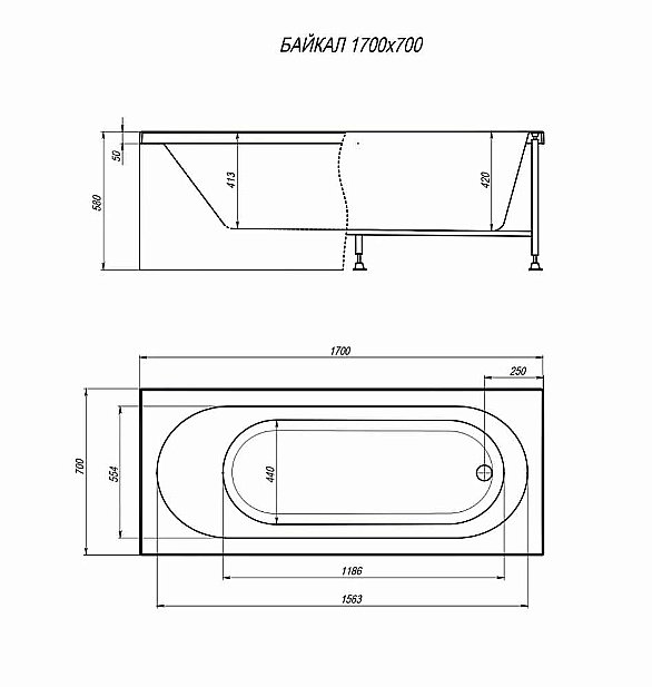Ванна Alex Baitler Baikal 170х70 купить в интернет-магазине Sanbest