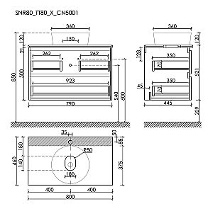 Тумба с раковиной Sancos SNOB R 80 со столешницей, белая матовый для ванной в интернет-магазине Sanbest