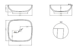 Раковина накладная Salini GLORIA 08 1102208MF 49,5 из искусственного камня S-Stone, матовая, цвет по RAL полностью купить в интернет-магазине Sanbest