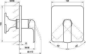 Смеситель для душа Ravak FLAT FL 066.20 черный матовый купить в интернет-магазине сантехники Sanbest