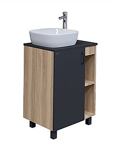 Тумба с раковиной столешницей Grossman Флай 70 серая/дуб сонома для ванной в интернет-магазине Sanbest