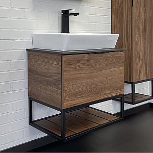 Тумба с раковиной Comforty Порто 00-00010677 60 дуб тёмно-коричневый для ванной в интернет-магазине Sanbest