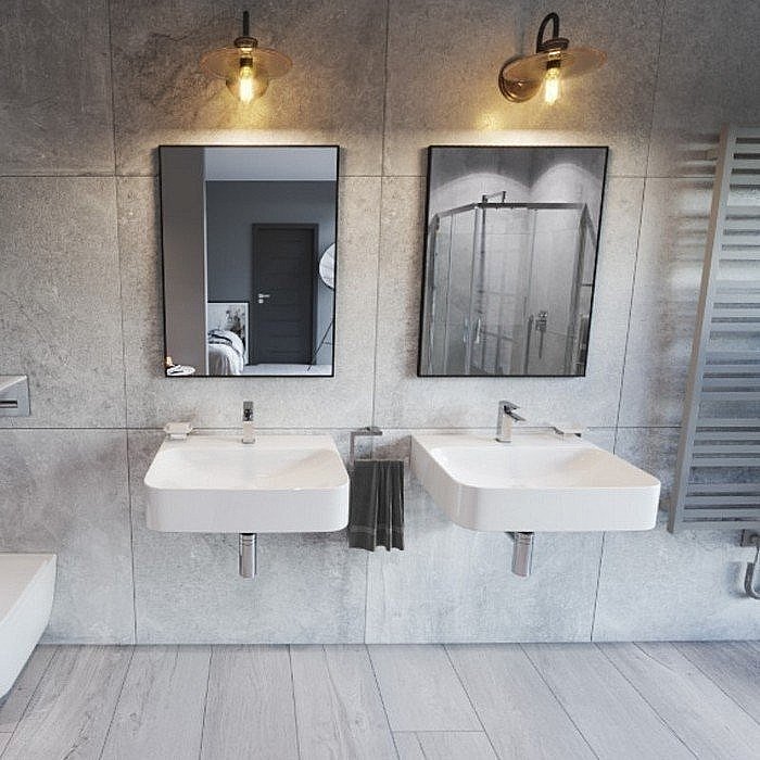 Зеркало Excellent Kuadro 80x60 черный в ванную от интернет-магазине сантехники Sanbest