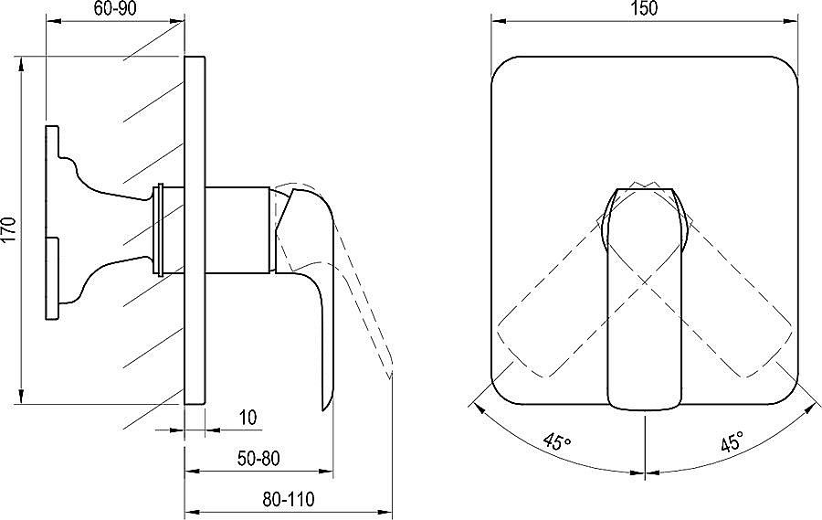 Смеситель для душа Ravak FLAT FL 066.20 черный матовый купить в интернет-магазине сантехники Sanbest