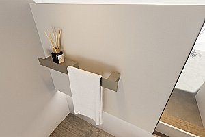 Полка с полотенцедержателем ABBER Nischen AN3011BST сталь брашированная купить в интернет-магазине сантехники Sanbest