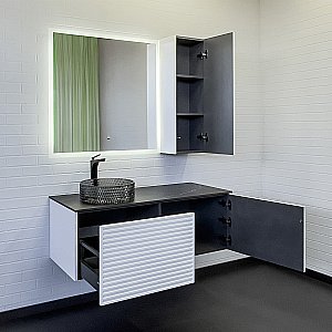 Тумба с раковиной Comforty Геленджик 120 белая матовая/раковина дымчатая для ванной в интернет-магазине Sanbest