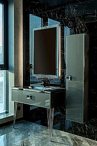 Консоль с раковиной Armadi Art LUCIDO 80 глянцевый графит для ванной в интернет-магазине сантехники Sanbest