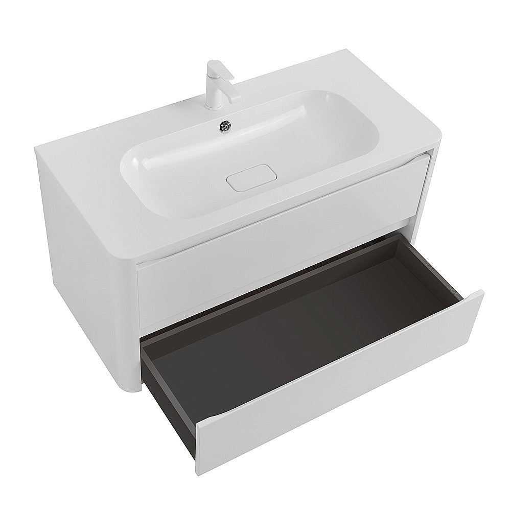 Тумба с раковиной Cezares RELAX 100 Bianco Lucido для ванной в интернет-магазине Sanbest