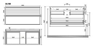 Тумба с раковиной Sancos DELTA DL100GR 100 дуб красный/графит для ванной в интернет-магазине Sanbest