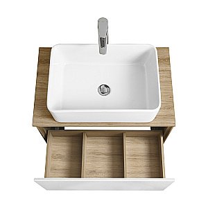 Тумба с раковиной Акватон Либерти 70 со столешницей, дуб эльвезия/белый глянец для ванной в интернет-магазине Sanbest