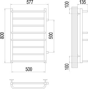 Полотенцесушитель водяной Terminus Евромикс П8 500х800 с боковым подключением 500 купить в интернет-магазине сантехники Sanbest