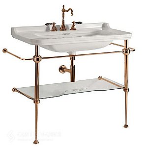 Консоль с раковиной Kerasan Waldorf 9197K3br 80 бронза с 3 отверстиями для ванной в интернет-магазине сантехники Sanbest