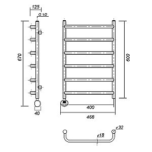 Полотенцесушитель электрический Domoterm Стефано П6 400x600 E хром купить в интернет-магазине сантехники Sanbest