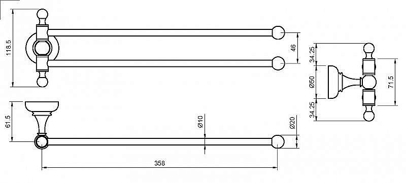Полотенцедержатель Cezares APHRODITE-TD09-02-Sw бронза/Swarovski купить в интернет-магазине сантехники Sanbest