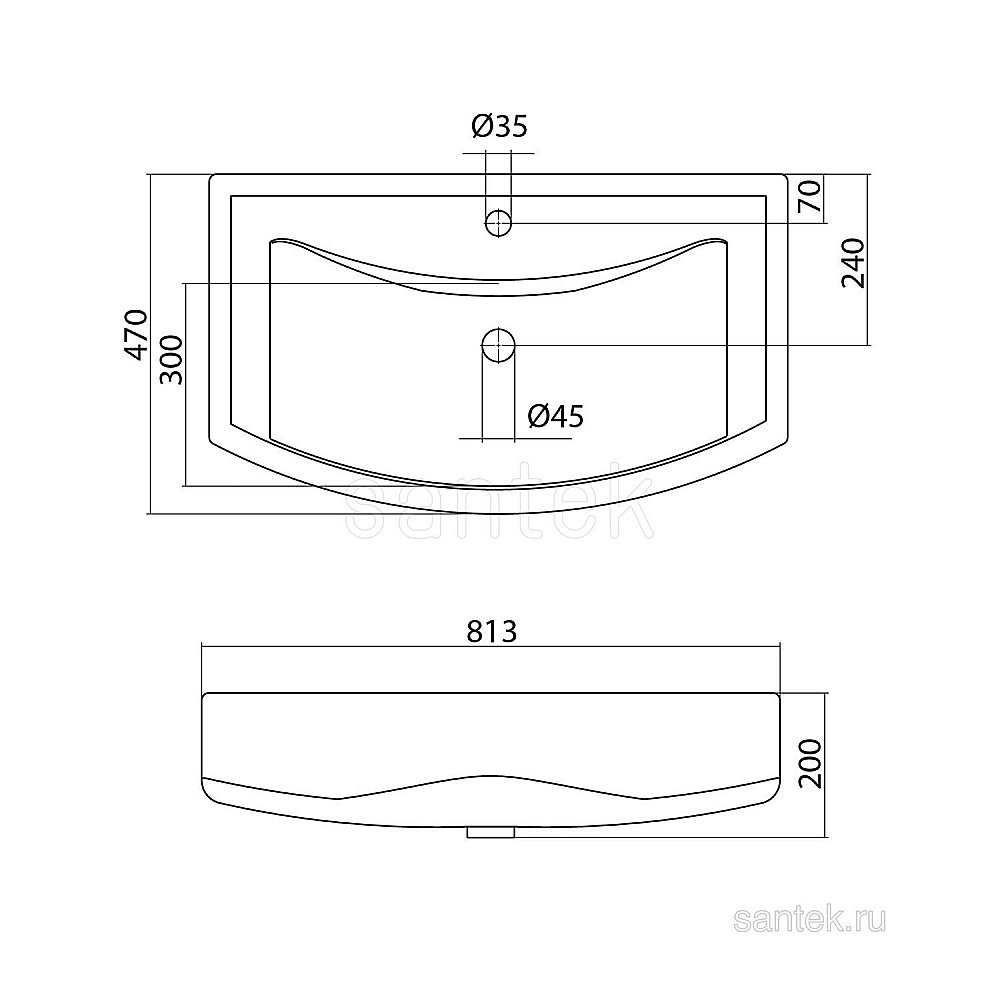 Раковина мебельная Santek Балтика 81 1.WH50.1.524 белая купить в интернет-магазине Sanbest