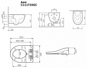 Унитаз подвесной AM.PM Awe C111739SC купить в интернет-магазине Sanbest