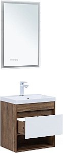 Тумба с раковиной Aquanet Тренд 50 345116+284237 дуб рустикальный/белый сатин для ванной в интернет-магазине Sanbest