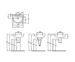 Раковина на пьедестале Ideal Standard Eurovit 55 W434001 белая купить в интернет-магазине Sanbest
