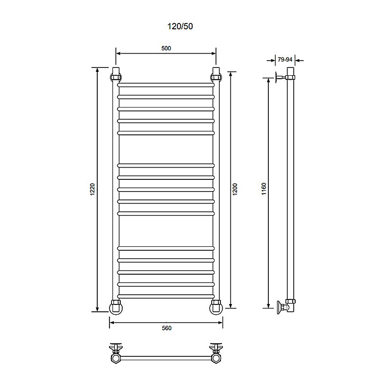 Полотенцесушитель водяной Veconi Voga V12050GR графит купить в интернет-магазине сантехники Sanbest