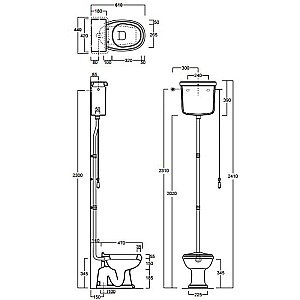 Унитаз с высоким бачком Simas Arcade AR801 белый/бронза купить в интернет-магазине Sanbest