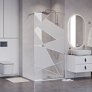 Душевое ограждение Niagara Nova NG-660-10 100 прозрачное с рисунком /профиль хром купить в интернет-магазине Sanbest