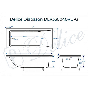 Ванна Delice Diapason DLR330040RB-G 190х90 белая/ручки черные купить в интернет-магазине Sanbest